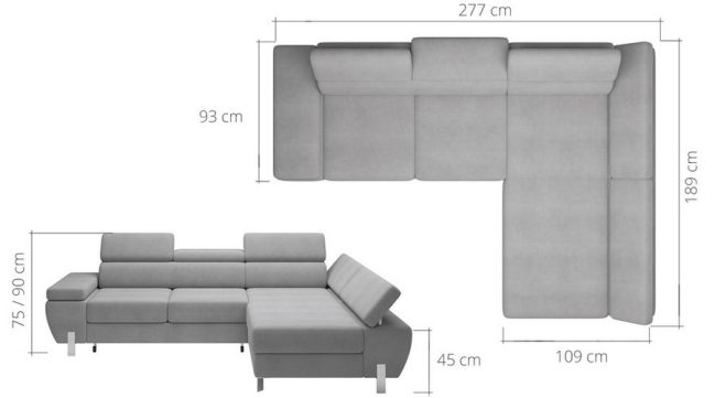 molina corner sofa bed