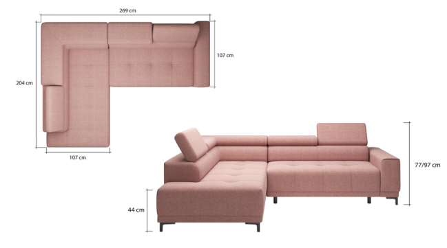 hugo L corner sofa bed