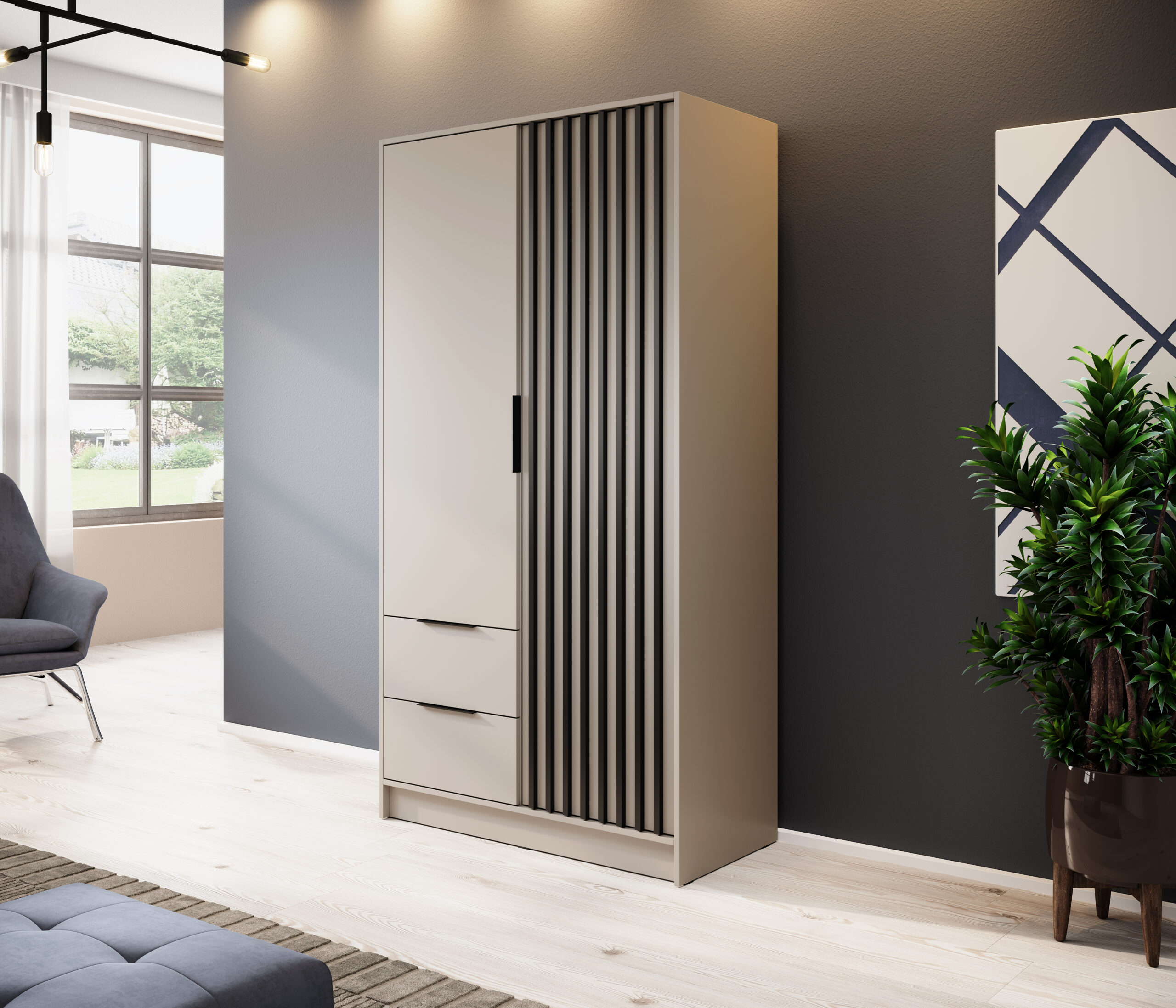 Piaski 22 03 31 szafa 2D bez lustra kaszmir czarny