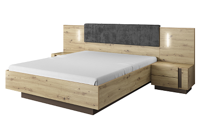 Arco bedframe + bedside lockers + Led H105 / W285 / L210 [CM]